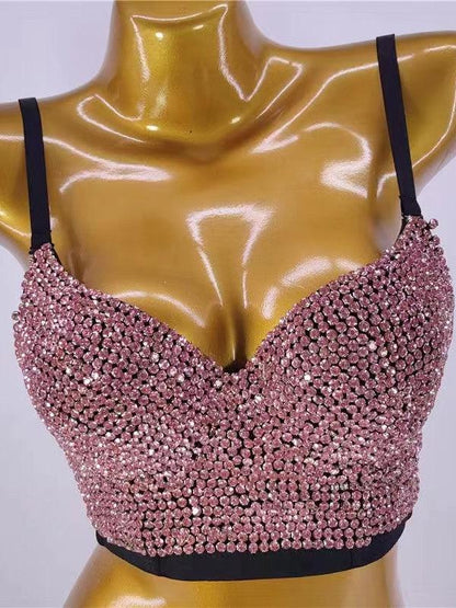 Rhinestone Push Up Bralette Bustier Top