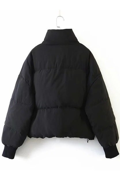 Stand Collar Zipper Pocket Thick Warm Cotton Jacket