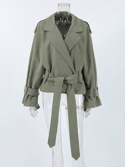 Cropped Windbreaker Tie-Waist Jacket For Women 2026