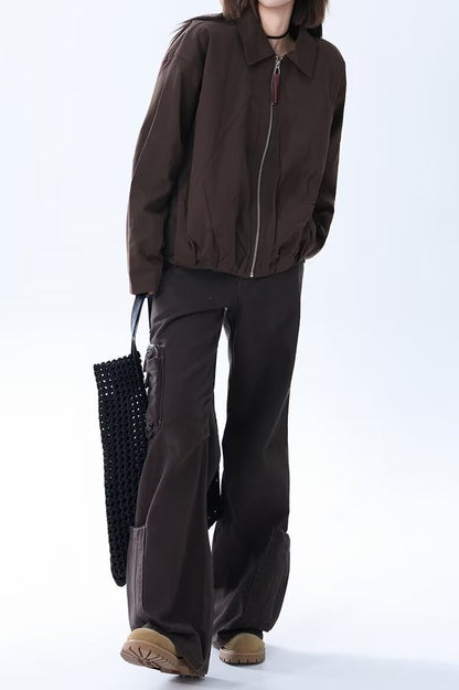 Brown Faux Leather Relaxed Jacket