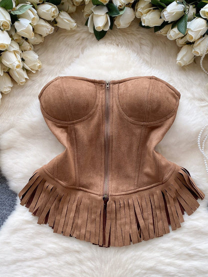 Tube Tassel Suede Top