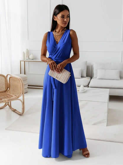 Lace Up V-neck Formal Dress Maxi Dresses
