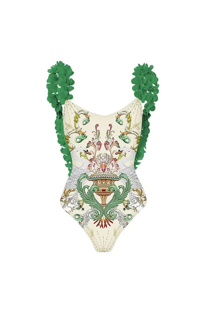 Appliqué Backless Sexy Swimsuit Set