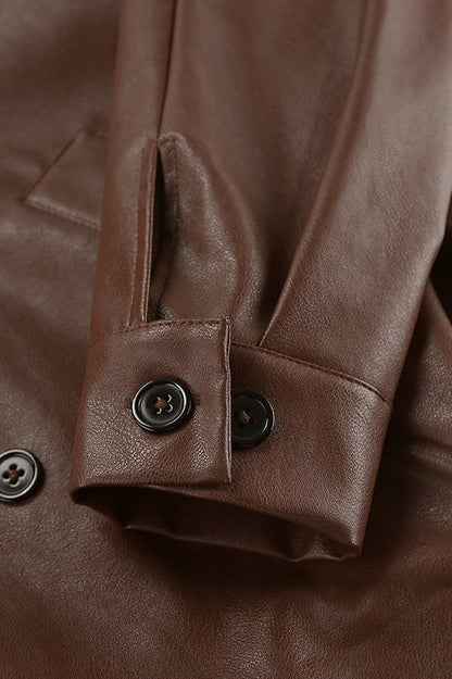 Vintage Brown Leather Blazer Coat