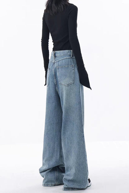 High Waist Wide Leg Loose Floor Length Jeans