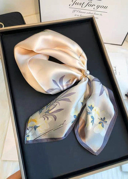 Blossom Mist - Satin Floral Square Scarf 53×53cm