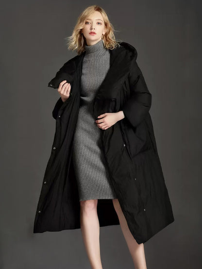 Down Jacket For Women 3/4-Length Sleeve Duck Down Winter Long Outerwear 2026
