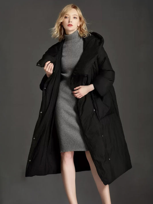 Down Jacket For Women 3/4-Length Sleeve Duck Down Winter Long Outerwear 2026
