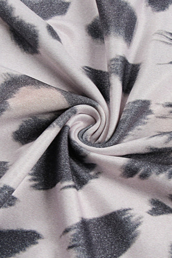 Slim Fit Leopard Print Crew Neck Maxi Dress