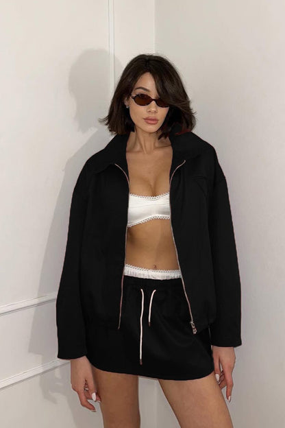 Mini Skirt with Street Style Jacket