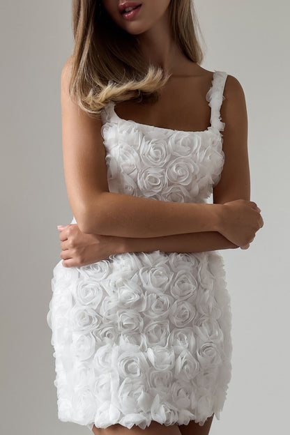 Doris Floral Applique Lace-up Mini Dress