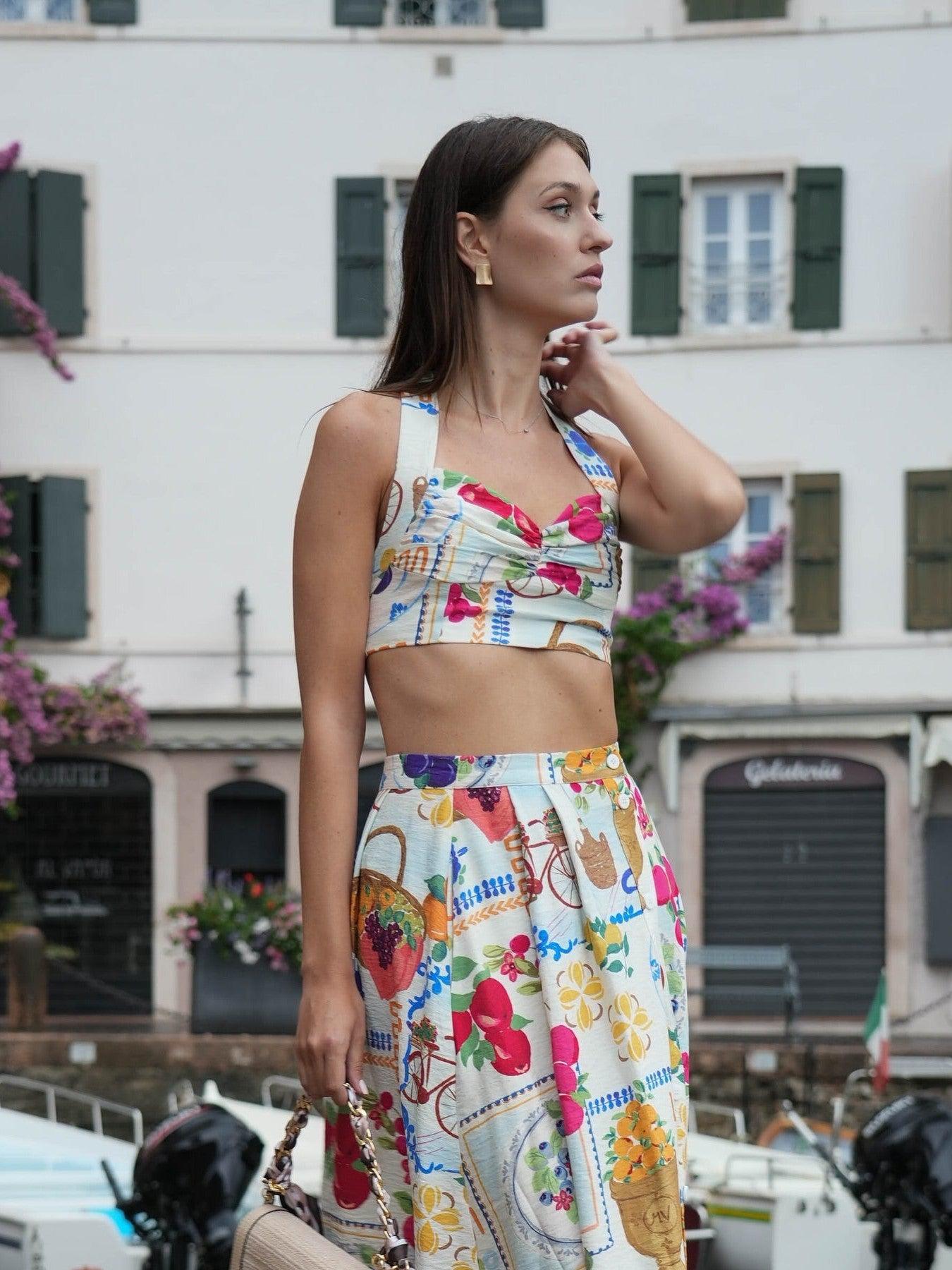 Beachy Halter Corset Top and Skirt Coord Set