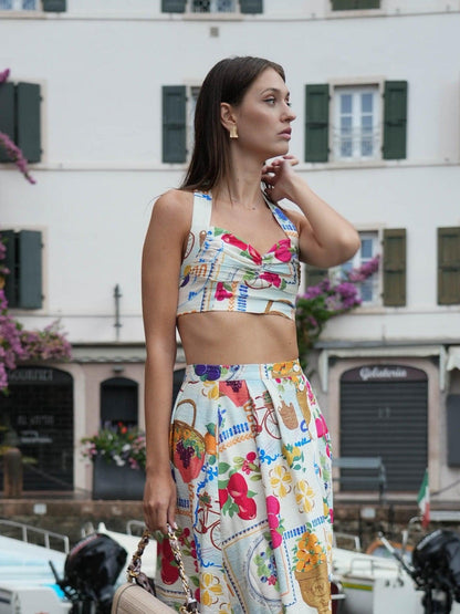 Beachy Halter Corset Top and Skirt Coord Set