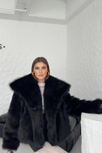 Lucy Faux Fur Shawl Collar Jacket