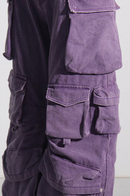 High Waist Oversized Pocket Denim Cargo Pant