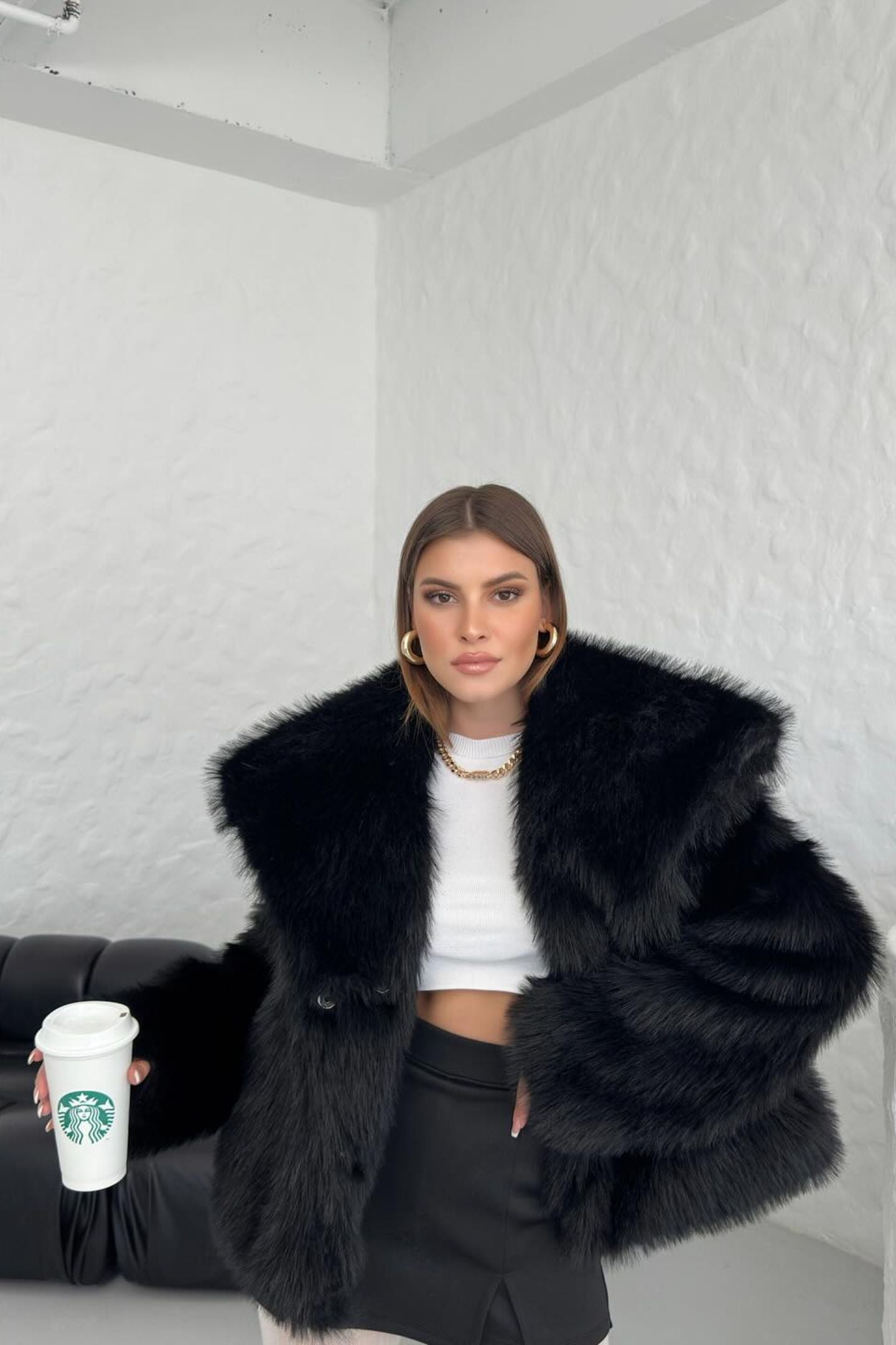 Lucy Faux Fur Shawl Collar Jacket
