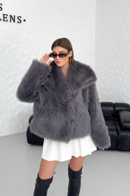 Lucy Faux Fur Shawl Collar Jacket