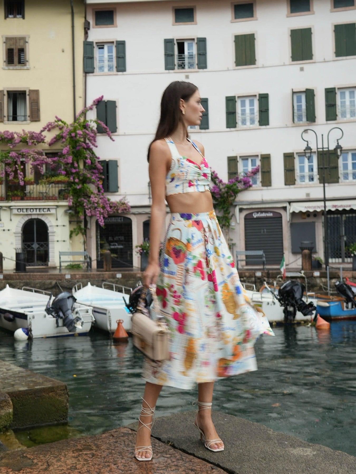 Beachy Halter Corset Top and Skirt Coord Set