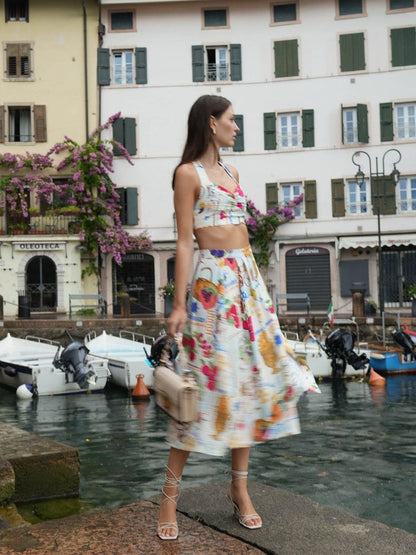 Beachy Halter Corset Top and Skirt Coord Set