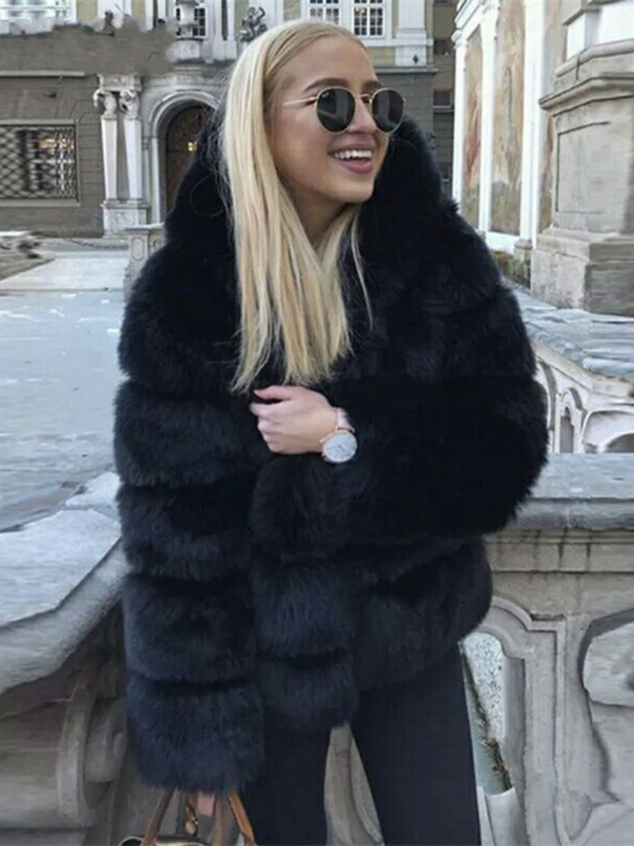 Artificial Fur Hooded Coat Parties Coats