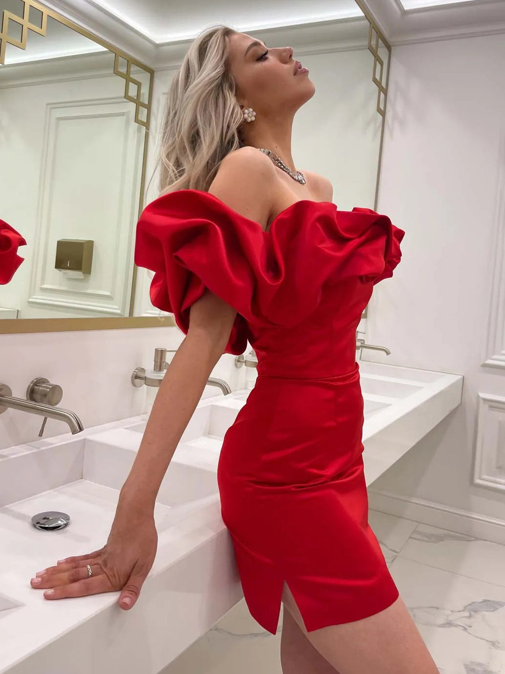 Chic Cupcake Dress Strapless Slit Birthday Party Mini Dresses