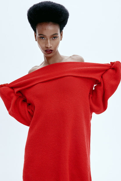 Joliana - Off-Shoulder Layered Knitted Top