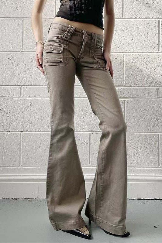 Slight Stretch Low Rise Flare Jeans – Classylooker