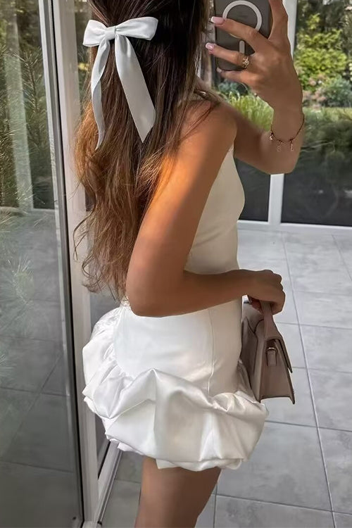 Backless Ruffle Hem Bodycon Mini Cami Dress