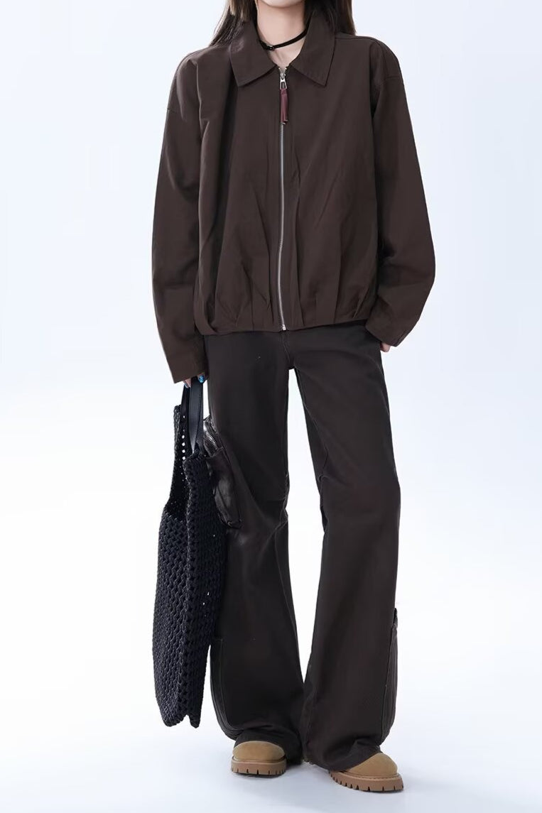 Brown Faux Leather Relaxed Jacket