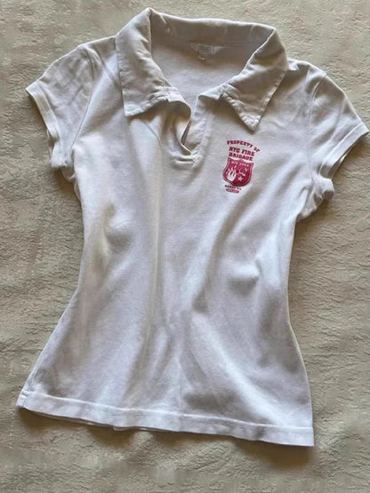 White Vintage Polo Short Sleeve Tee