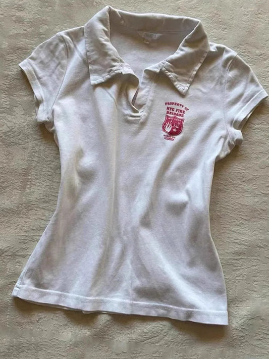 White Vintage Polo Short Sleeve Tee
