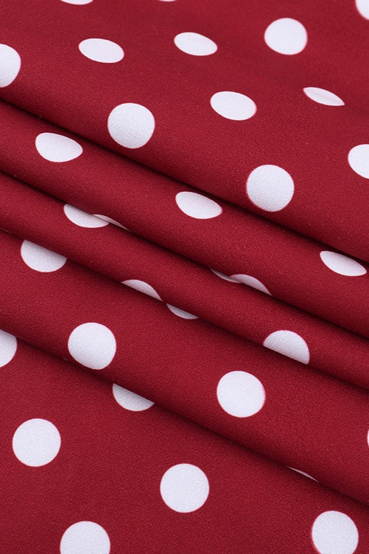 Red Polka Dot V-Neck Halter Backless Maxi Dress