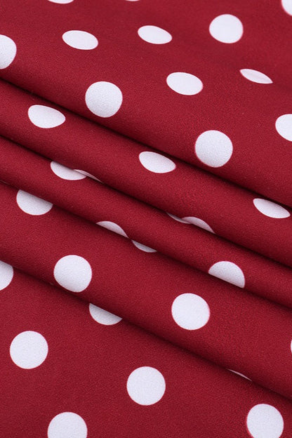 Red Polka Dot V-Neck Halter Backless Maxi Dress