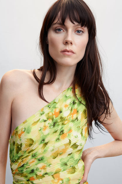 Riva Floral Printed One Shoulder Maxi Dress