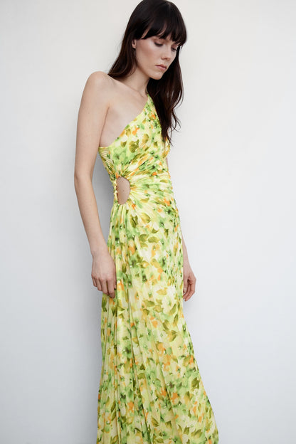 Riva Floral Printed One Shoulder Maxi Dress