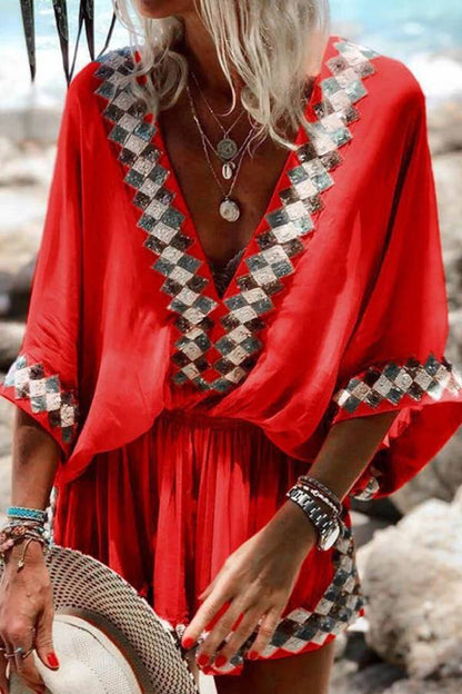 Bohemian Beach Print Kimono Romper