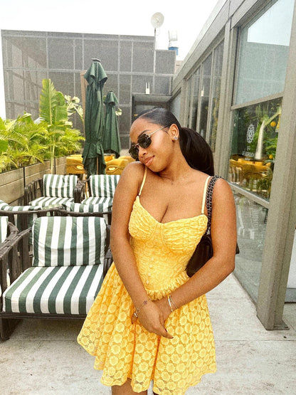 Boning Corset Lace Fit & Flare Short Dress