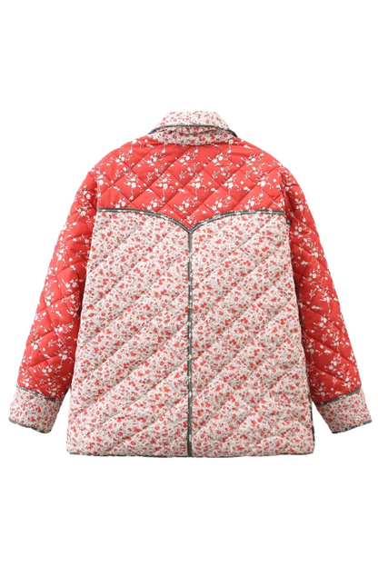 Printed Contrasting Color Stitching Cotton Jacket