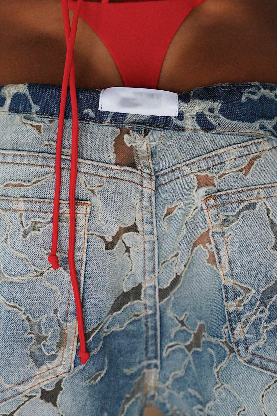 Low Rise Burnout Distressed Wide Jean