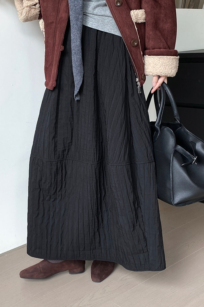 Vintage Quilted Cotton Puffer Midi Skirt