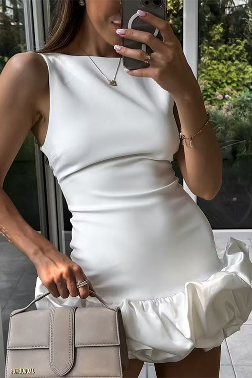 Backless Ruffle Hem Bodycon Mini Cami Dress