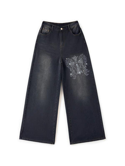 Cross Hot Diamond Blue Wash Baggy Boyfriend Jeans