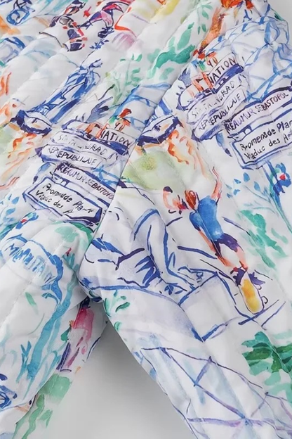 Graffiti Print Cotton Shorts Set