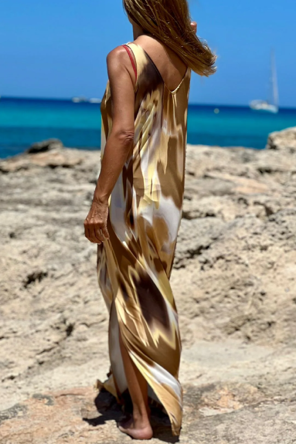 Multicolor Printed Suspender Dress