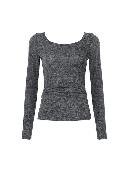 Gray Y2k Backless Lace-Up Slit Long Sleeve