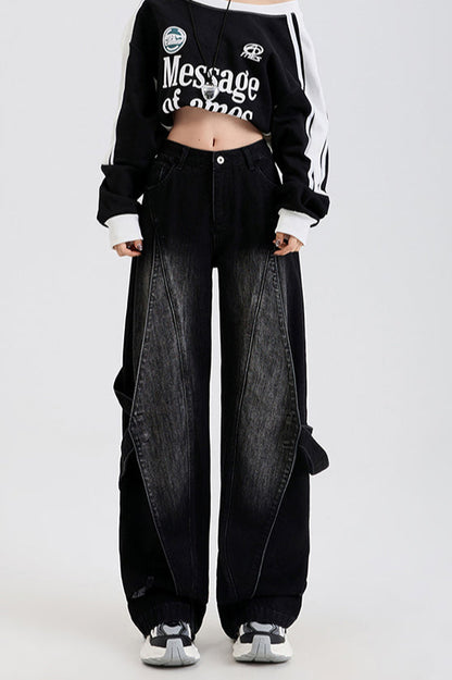 Vintage Washed Patchwork Jeans