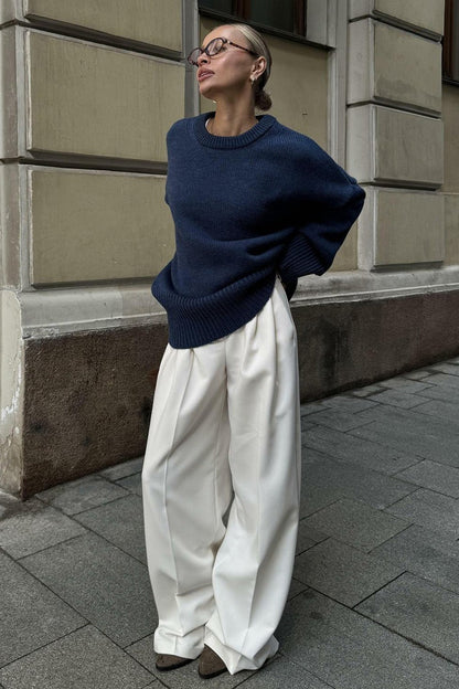 Casual Solid Color Pullover Sweater