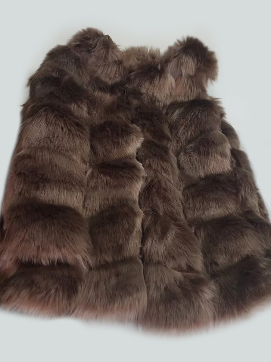 Faux Fur Vest Eco-friendly Winter Sleeveless Midi Jacket For Women 2026