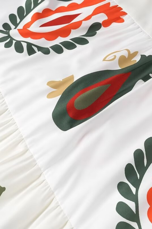 Positioning Plant Leaf Print Long Dress