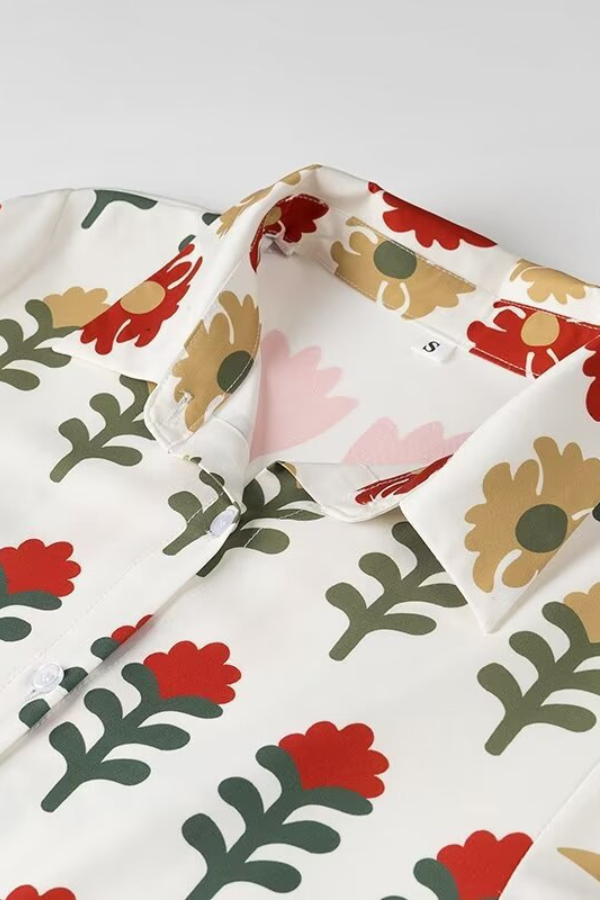 Positioning Plant Leaf Print Long Dress